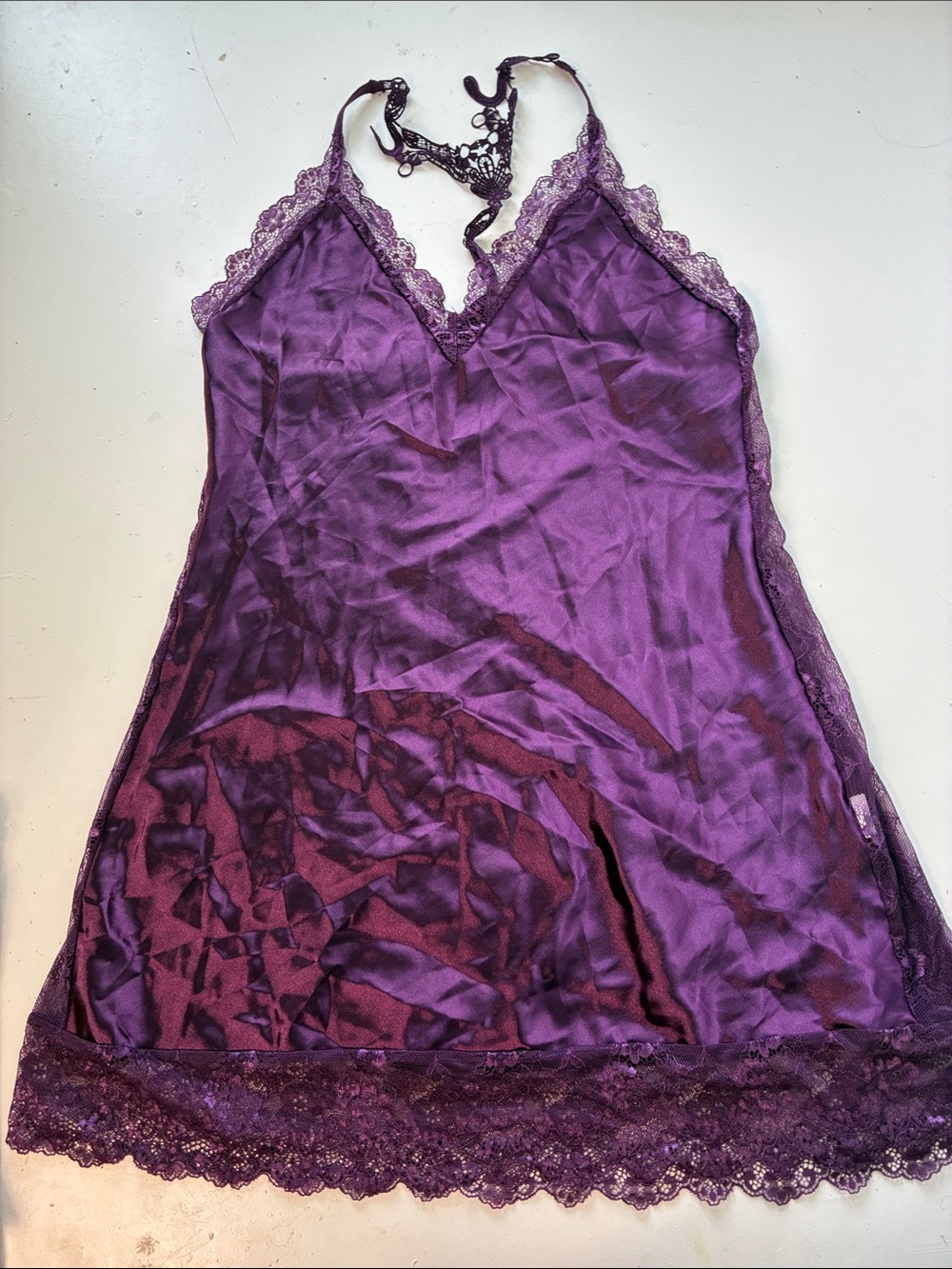 Avidlove Small Purple Floral Lace Slip Lingerie Dress